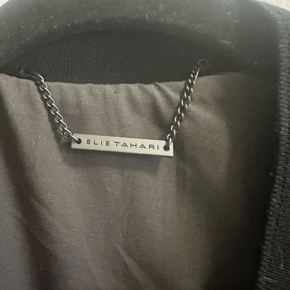 Elie Tahari Olive Velvet Bomber Jacket - Picture 3 of 4